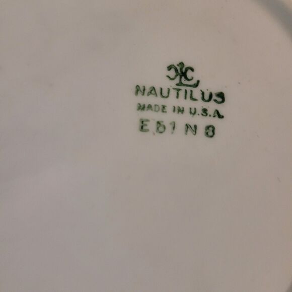 Homer Laughlin Nautilus Lady platter oval green/wht 11.625 in E51N8 - Picture 9 of 11